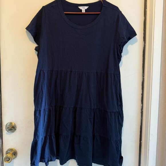 Time and Tru Ruffled Cotton Dress Pockets Knee Length XL - Picture 1 of 1